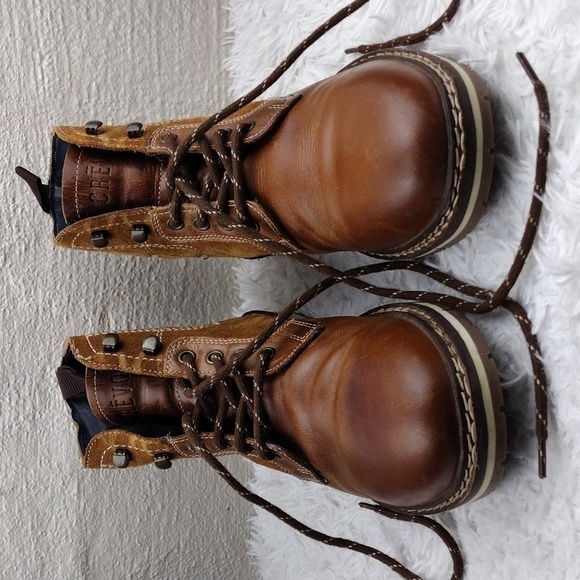 CREVO Drayton Chestnut Suede Leather Round Toe Hook Eyelet Lace Up Ankle Boot - Picture 12 of 16